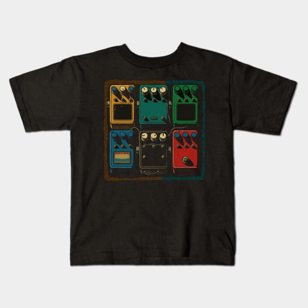 Guitar FX Pedal Board Kids T-Shirt by DankFutura